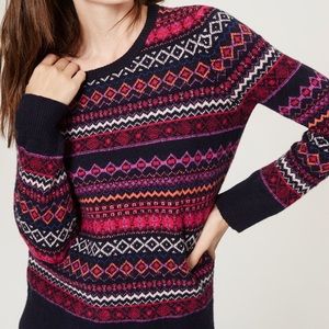 LOFT Striped Fair Isle Sweater